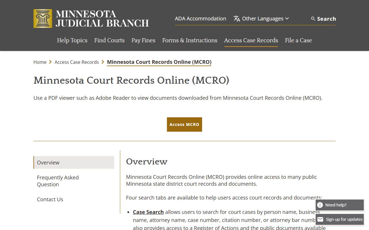 Ramsey County court records MCRO overview