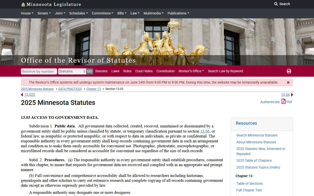 Ramsey County court records Minnesota public data access statute