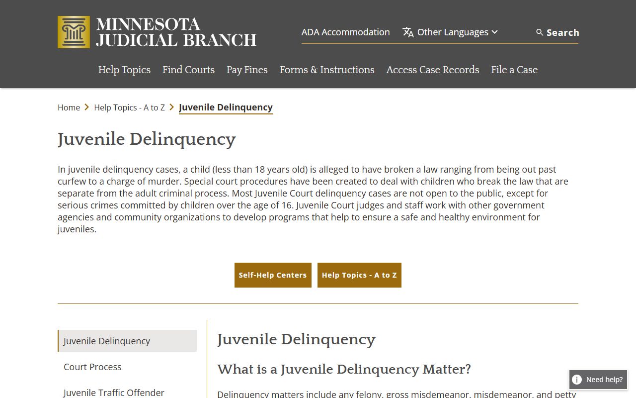 Ramsey County criminal court records juvenile delinquency access limits