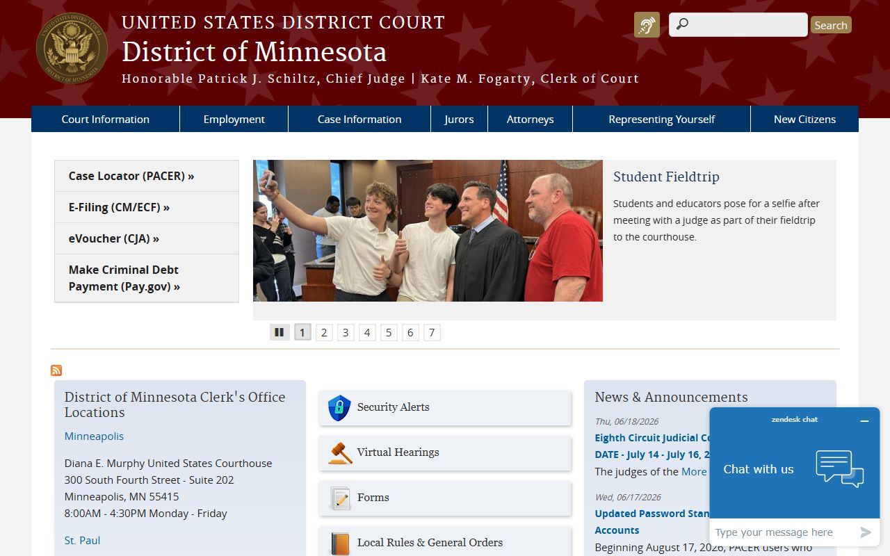 Ramsey County District Court federal overlay U.S. District Court Minnesota