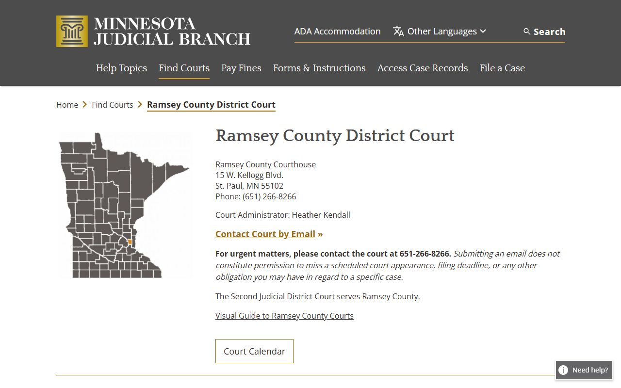 Ramsey County court records District Court home page