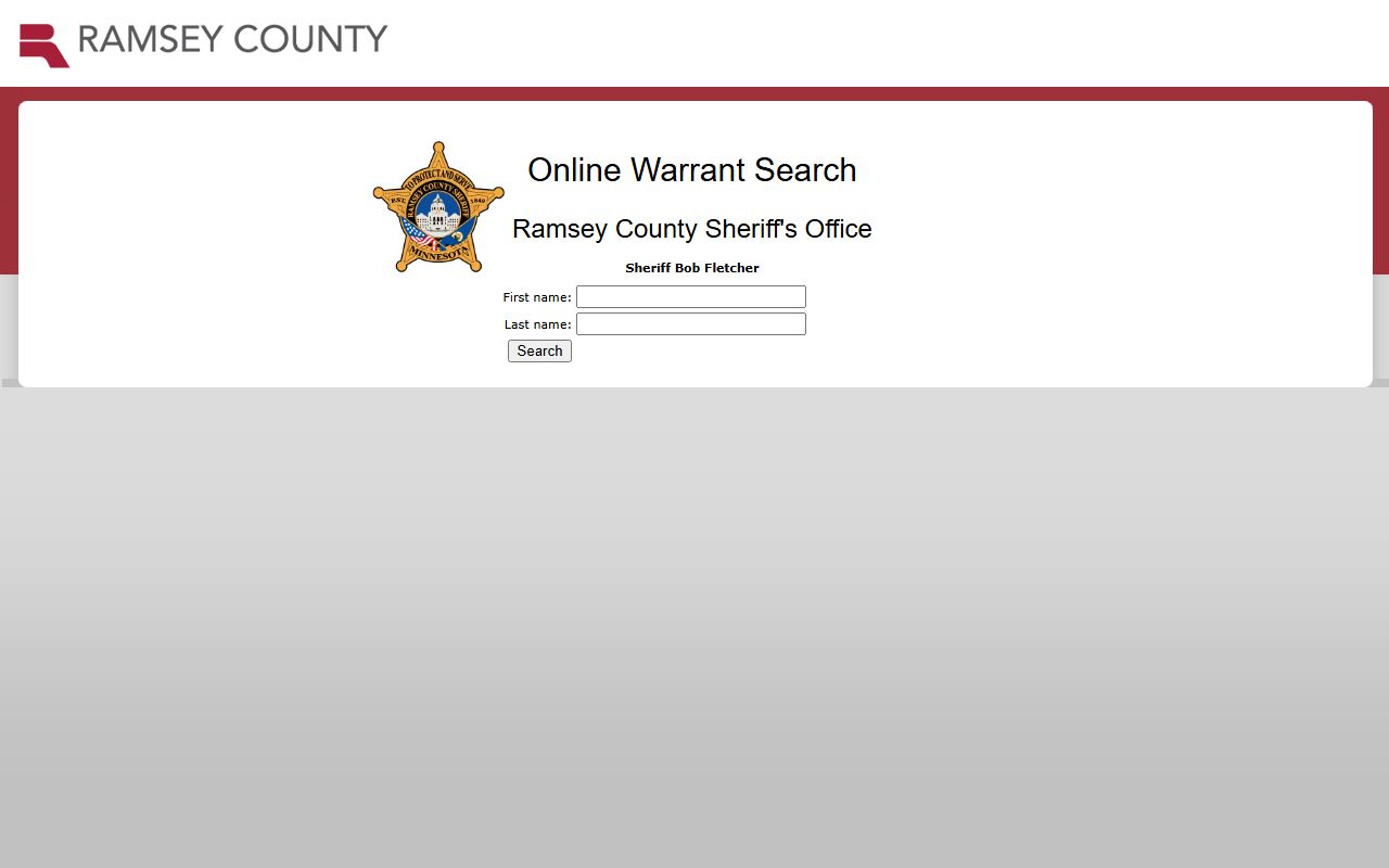 Ramsey County warrant search first and last name fields